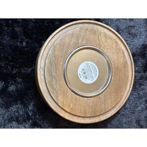 Wood Candle Holder With Metal Plate 2" Tall